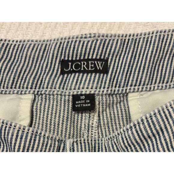 EUC J. Crew Patch-Pocket Striped Denim Shorts, Blue/White, Sz. 10 - Picture 5 of 7
